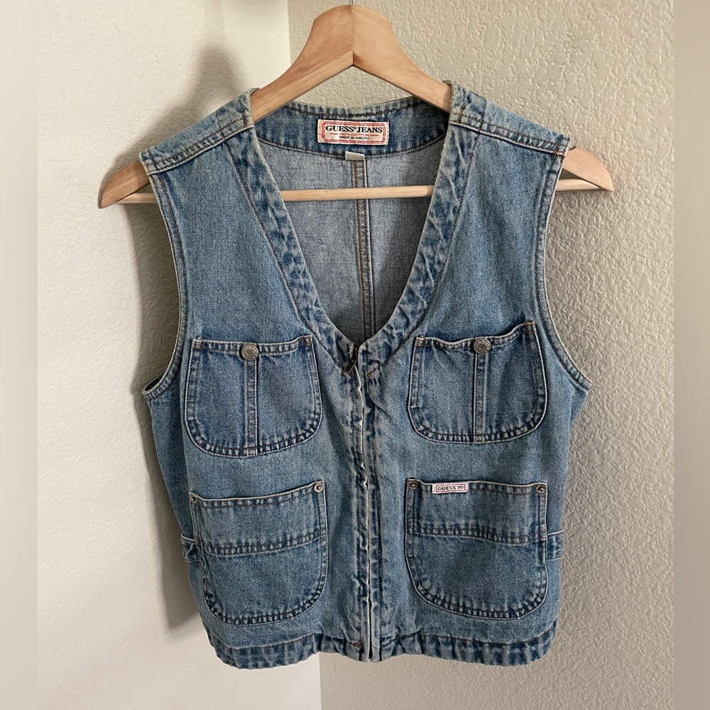 Vintage y2k grunge gorpocore Guess Jeans Denim Vest with pockets size S western